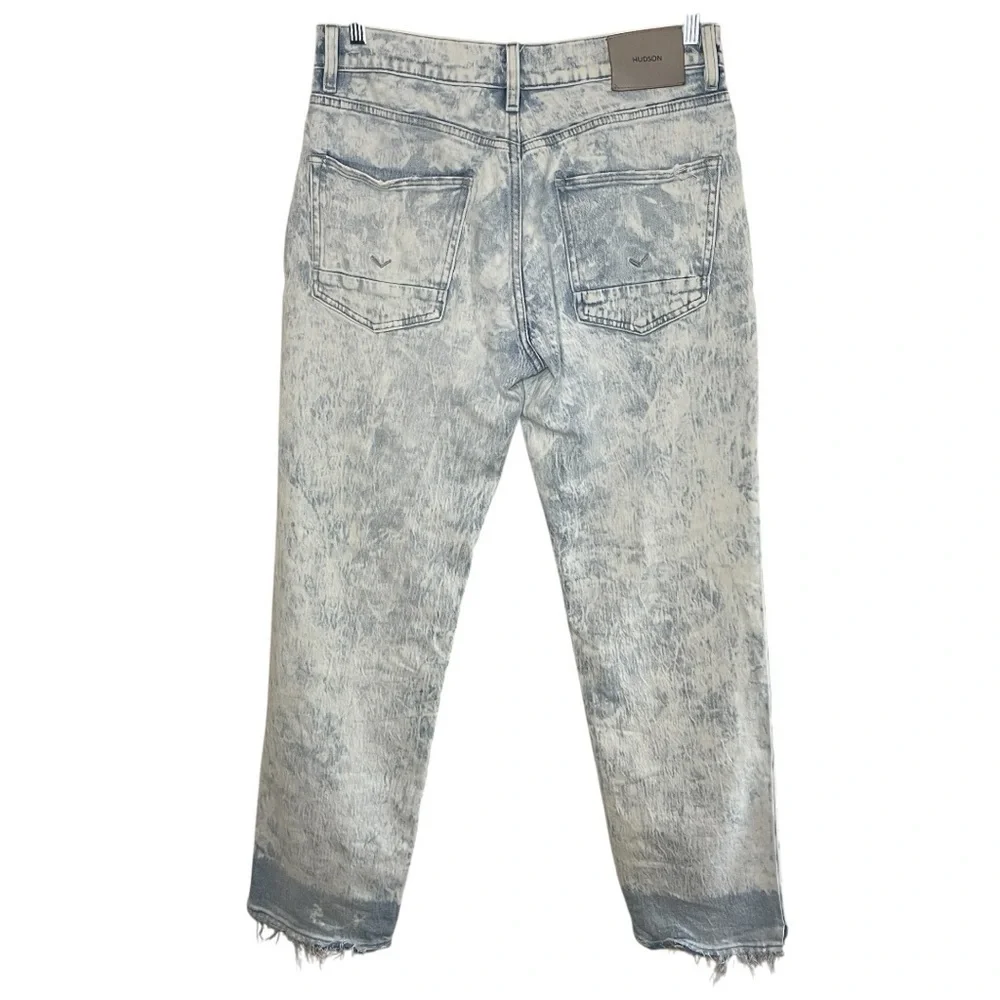 HUDSON Men’s Reese Straight Leg White Acid Wash Jean, Size 30